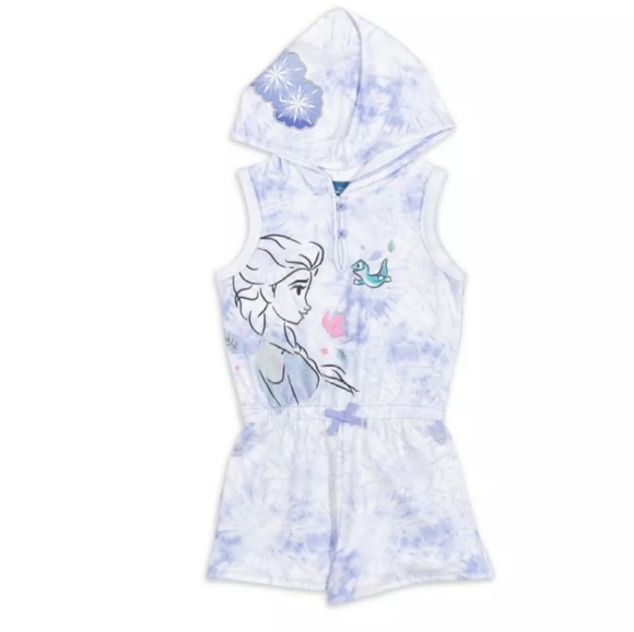 Disney Frozen 2 French Terry Hooded Romper Size 6/6X - Picture 1 of 5